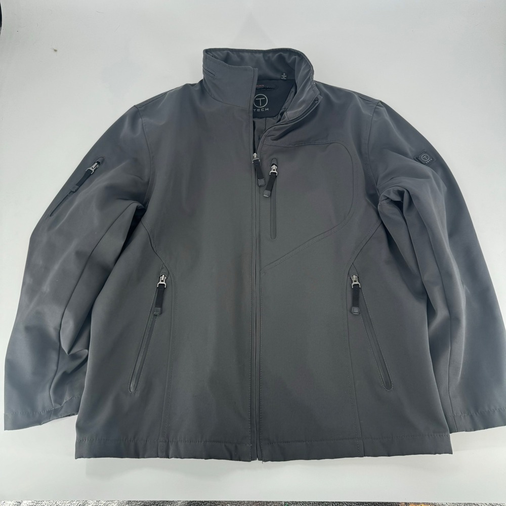 Tumi T-Tech Mens Softshell Jacket Charcoal Grey Full‎ Zip Tech Coat Large L